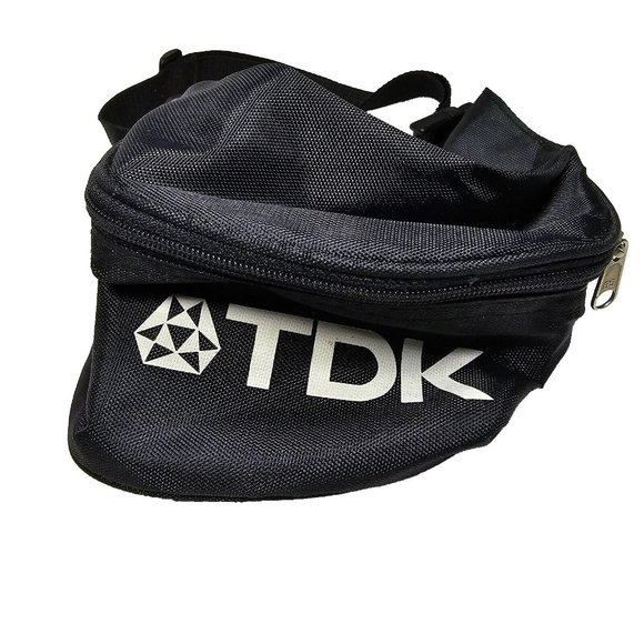 TDK Other - Vintage TDK Fanny Pack Retro Belt Bag Black Nylon Adjustable - 1 Zip Compartment